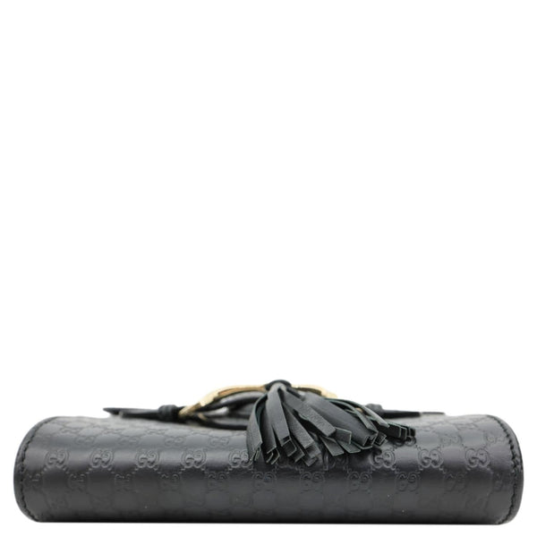 GUCCI Emily Mini GG Leather Chain Shoulder Bag Black 449636