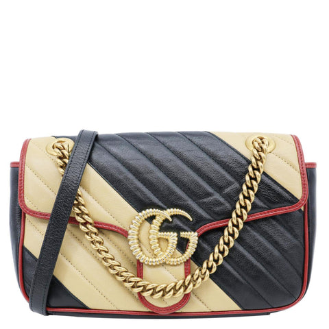GUCCI GG Marmont Medium Matelasse Chevron Leather Crossbody Bag Beige 443497