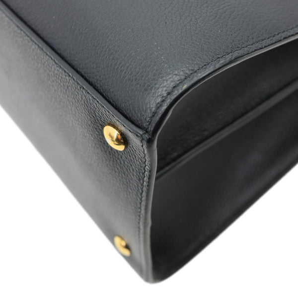 BURBERRY Title Pebbled Leather Tote Bag Black