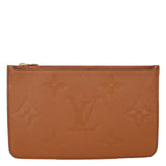 LOUIS VUITTON Neverfull Pochette Giant Monogram Empreinte Leather Wristlet Brown