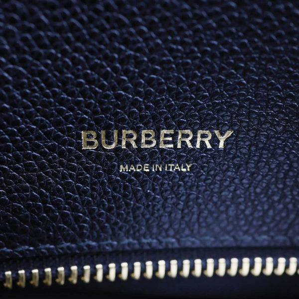 BURBERRY Title Pebbled Leather Tote Bag Black