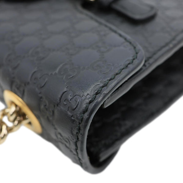 GUCCI Emily Mini GG Leather Chain Shoulder Bag Black 449636