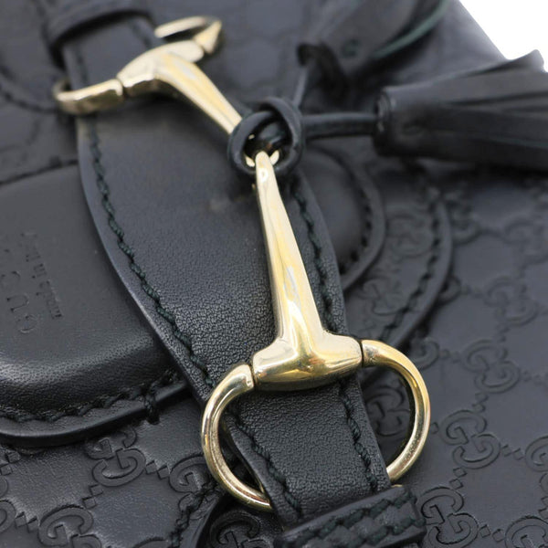 GUCCI Emily Mini GG Leather Chain Shoulder Bag Black 449636