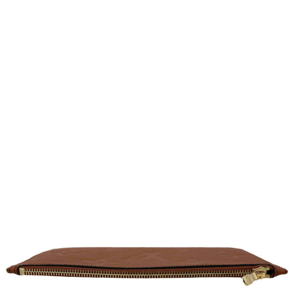 LOUIS VUITTON Neverfull Pochette Giant Monogram Empreinte Leather Wristlet Brown
