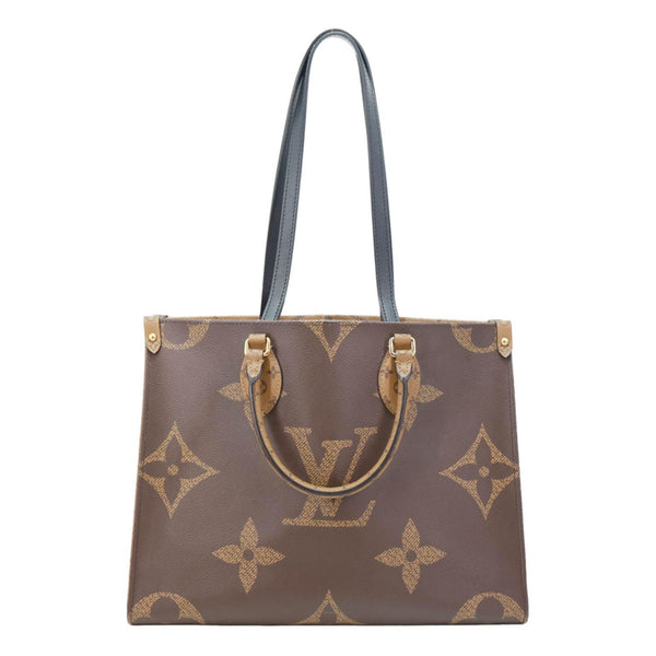 LOUIS VUITTON Onthego MM Reverse Monogram Giant Canvas Tote Bag Brown