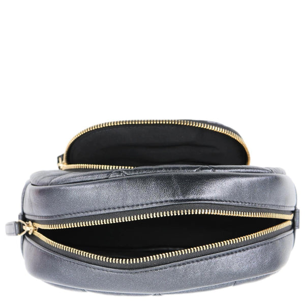 CHANEL Curvy Small Quilted Leather Cosmetic Pouch Black