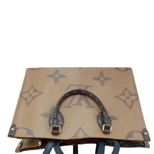 LOUIS VUITTON Onthego MM Reverse Monogram Giant Canvas Tote Bag Brown