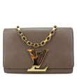 LOUIS VUITTON Louise Calfskin Leather Chain Shoulder Bag Taupe Brown