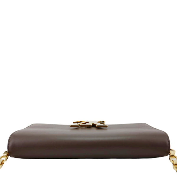 LOUIS VUITTON Louise Calfskin Leather Chain Shoulder Bag Taupe Brown