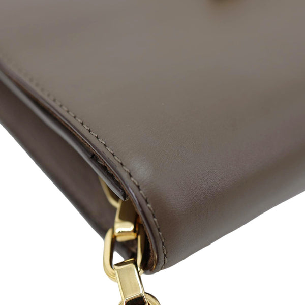 LOUIS VUITTON Louise Calfskin Leather Chain Shoulder Bag Taupe Brown