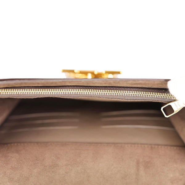 LOUIS VUITTON Louise Calfskin Leather Chain Shoulder Bag Taupe Brown