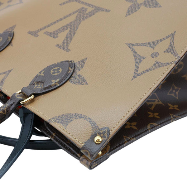 LOUIS VUITTON Onthego MM Reverse Monogram Giant Canvas Tote Bag Brown