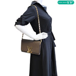 LOUIS VUITTON Louise Calfskin Leather Chain Shoulder Bag Taupe Brown