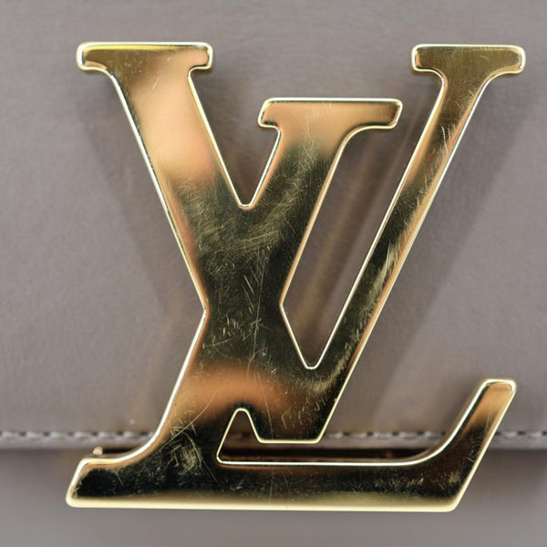 LOUIS VUITTON Louise Calfskin Leather Chain Shoulder Bag Taupe Brown
