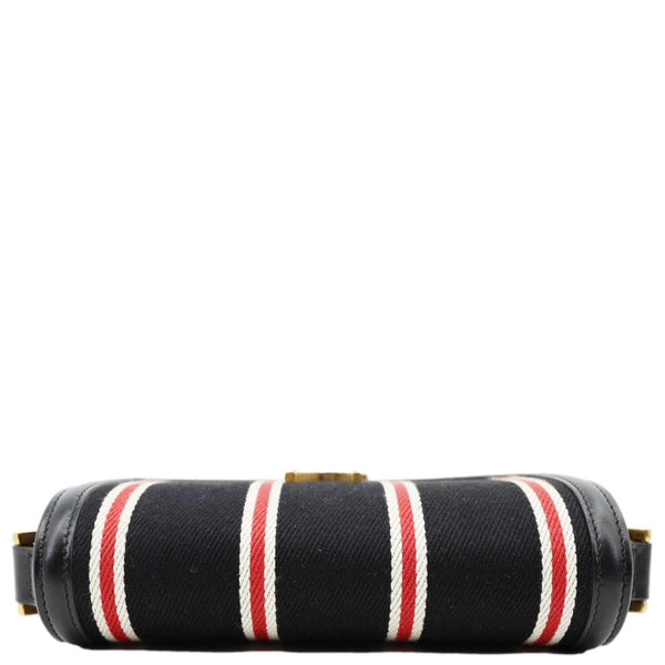 YVES SAINT LAURENT Solferino Striped Canvas Shoulder Bag Black