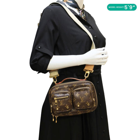 LOUIS VUITTON Utility Monogram Canvas Crossbody Bag Brown