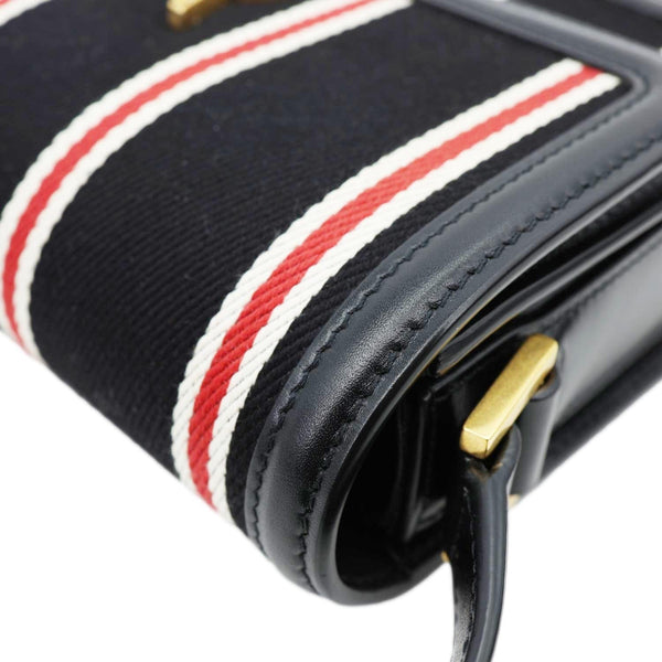 YVES SAINT LAURENT Solferino Striped Canvas Shoulder Bag Black