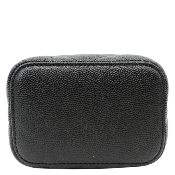 CHANEL Pearl On Top Mini Quilted Caviar Leather Chain Vanity Case Bag Black
