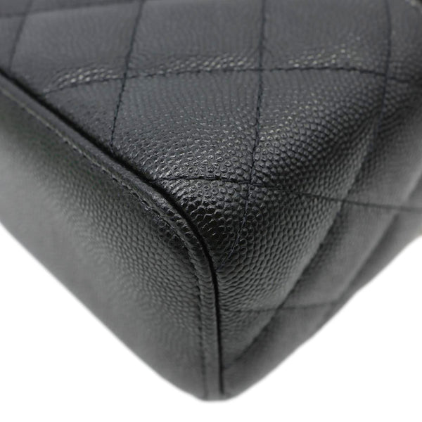 CHANEL Pearl On Top Mini Quilted Caviar Leather Chain Vanity Case Bag Black