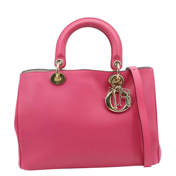 CHRISTIAN DIOR Diorissimo Medium Calfskin Leather Tote Bag Fuchsia