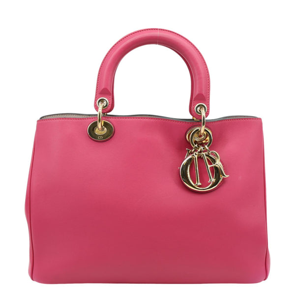 CHRISTIAN DIOR Diorissimo Medium Calfskin Leather Tote Bag Fuchsia