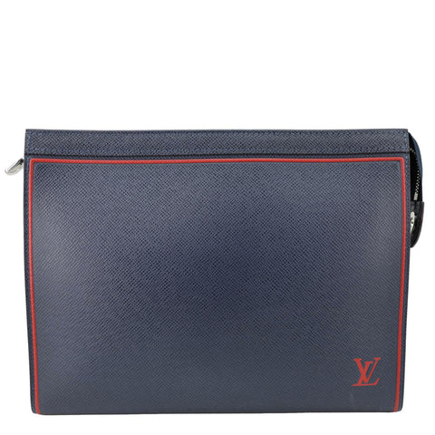 LOUIS VUITTON Voyage MM Taiga Leather Pochette Navy Blue