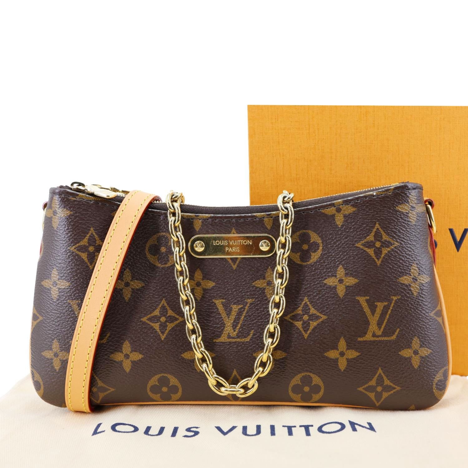 LOUIS VUITTON Liv Pochette Monogram Canvas Shoulder Bag Brown