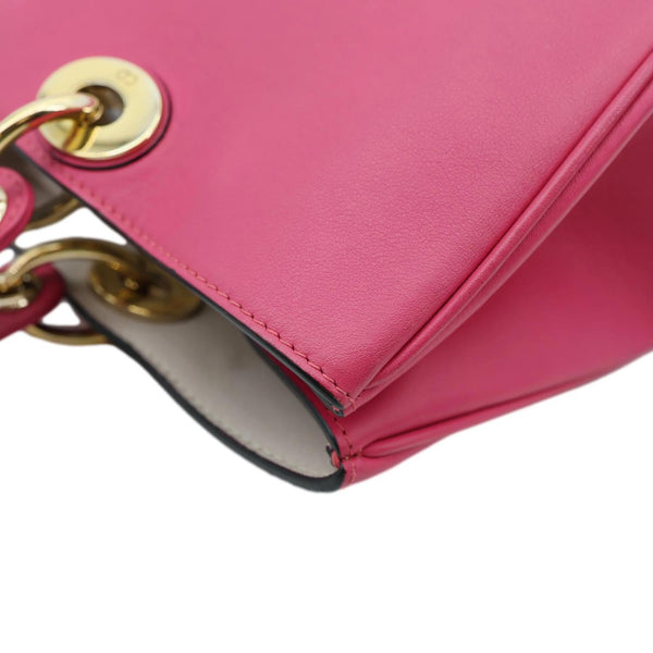 CHRISTIAN DIOR Diorissimo Medium Calfskin Leather Tote Bag Fuchsia