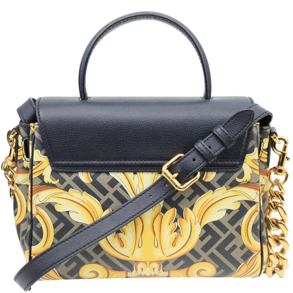 VERSACE X FENDI Fendace Medium La Medusa Zucca Calfskin Top Handle Crossbody Bag Black