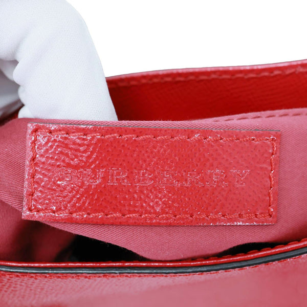 BURBERRY Maydown Haymarket Check Leather Crossbody Bag Red