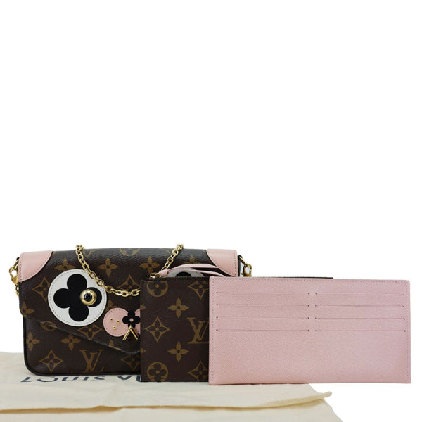 LOUIS VUITTON Felicie Pochette Valentine Dog Monogram Canvas Crossbody Bag Brown
