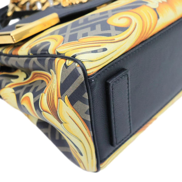 VERSACE X FENDI Fendace Medium La Medusa Zucca Calfskin Top Handle Crossbody Bag Black