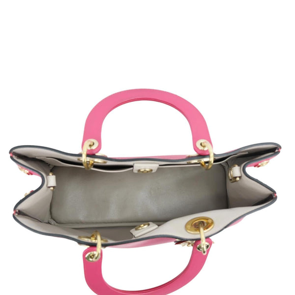 CHRISTIAN DIOR Diorissimo Medium Calfskin Leather Tote Bag Fuchsia