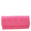 CHRISTIAN DIOR Lady Dior Quilted Cannage Leather Wallet On Chain Pink