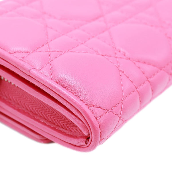 CHRISTIAN DIOR Lady Dior Quilted Cannage Leather Wallet On Chain Pink