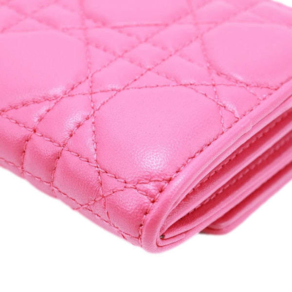 CHRISTIAN DIOR Lady Dior Quilted Cannage Leather Wallet On Chain Pink