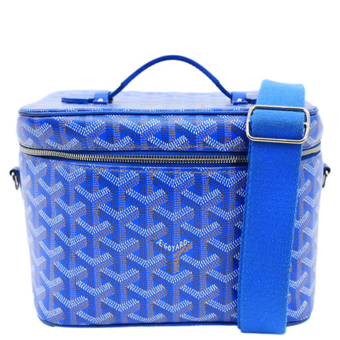 GOYARD Muse Vanity Case Monogram Chevron Canvas Shoulder Bag Blue