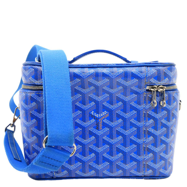 GOYARD Muse Vanity Case Monogram Chevron Canvas Shoulder Bag Blue