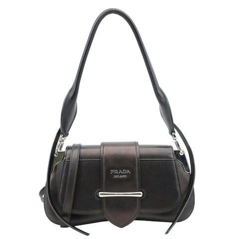 PRADA Sidonie Leather Crossbody Bag Black