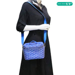 GOYARD Muse Vanity Case Monogram Chevron Canvas Shoulder Bag Blue