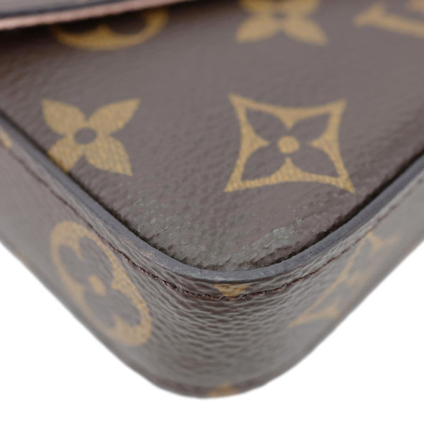 LOUIS VUITTON Felicie Pochette Valentine Dog Monogram Canvas Crossbody Bag Brown