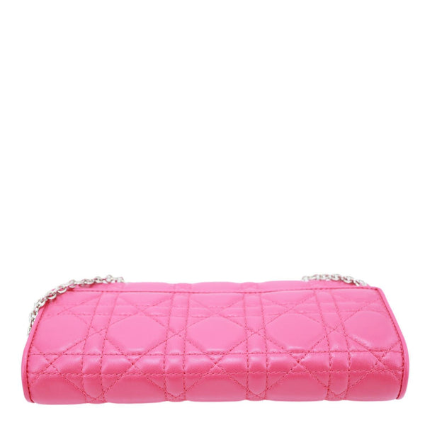 CHRISTIAN DIOR Lady Dior Quilted Cannage Leather Wallet On Chain Pink