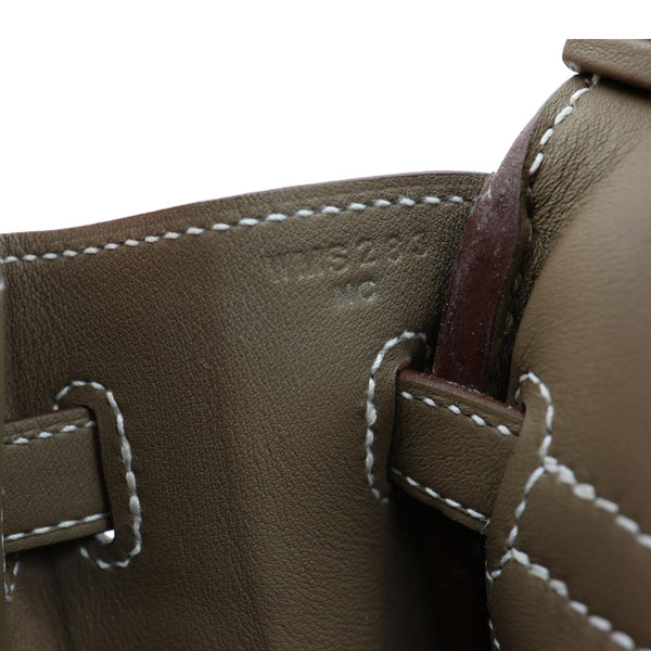 HERMES Birkin 25 Swift Calfskin Leather Tote Bag Etoupe