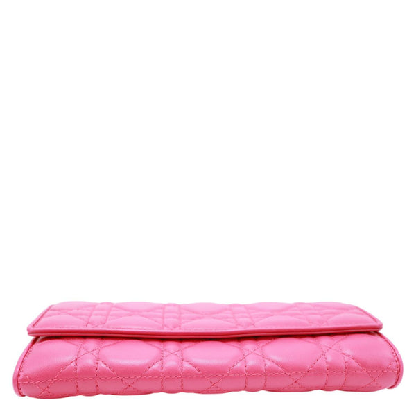 CHRISTIAN DIOR Lady Dior Quilted Cannage Leather Wallet On Chain Pink