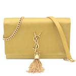 YVES SAINT LAURENT Kate Tassel Satin Chain Crossbody Bag Gold