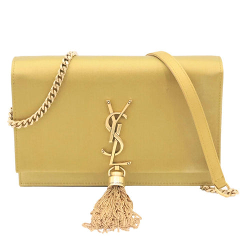 YVES SAINT LAURENT Kate Tassel Satin Chain Crossbody Bag Gold