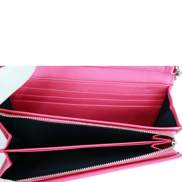 CHRISTIAN DIOR Lady Dior Quilted Cannage Leather Wallet On Chain Pink