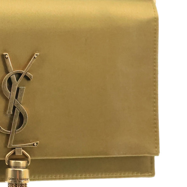 YVES SAINT LAURENT Kate Tassel Satin Chain Crossbody Bag Gold