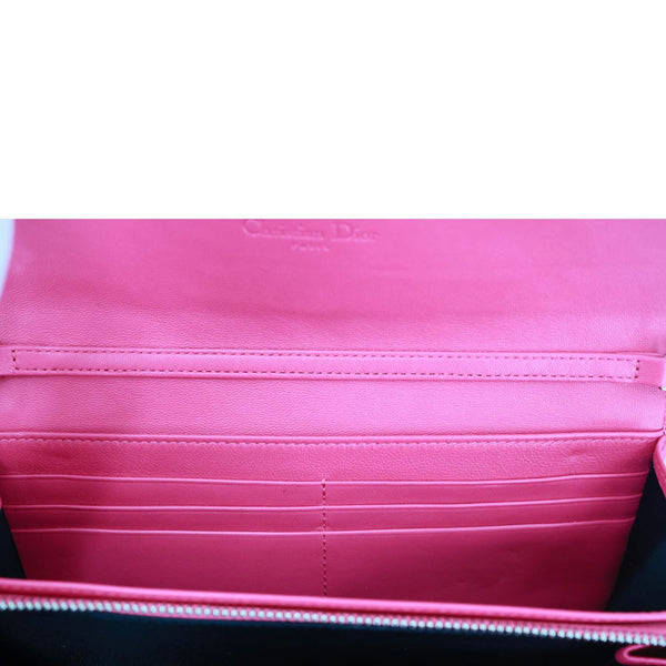 CHRISTIAN DIOR Lady Dior Quilted Cannage Leather Wallet On Chain Pink