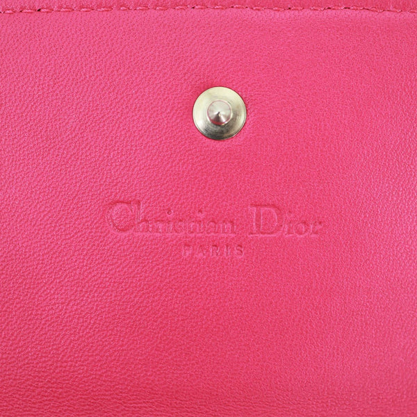 CHRISTIAN DIOR Lady Dior Quilted Cannage Leather Wallet On Chain Pink